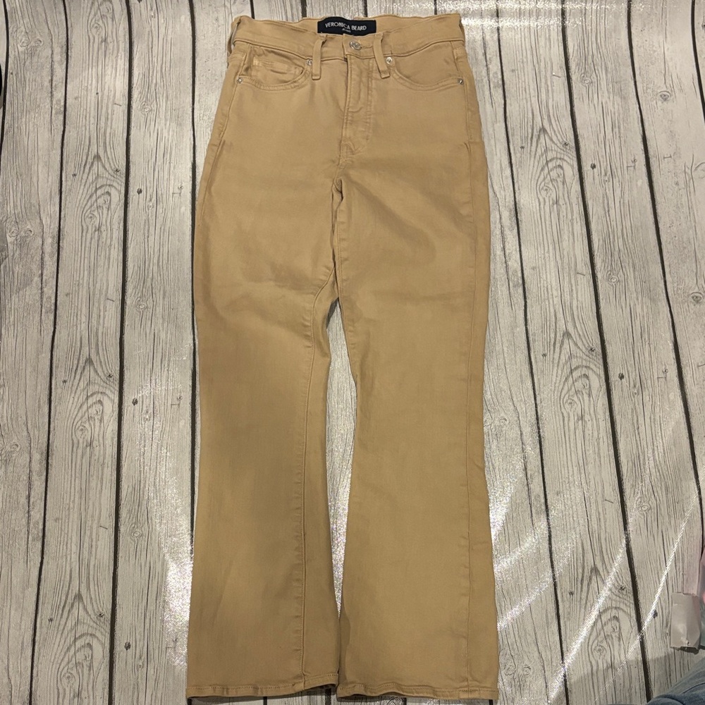 Veronica Beard jeans Carolina ankle skinny flare high rise size 26 tan luxe